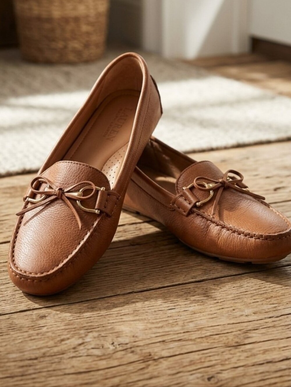 Lauren Ralph Lauren Briley Leather Moccasin Loafers - Brown / Size 9B